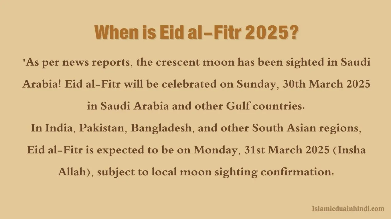 When is Eid al Fitr 2025?